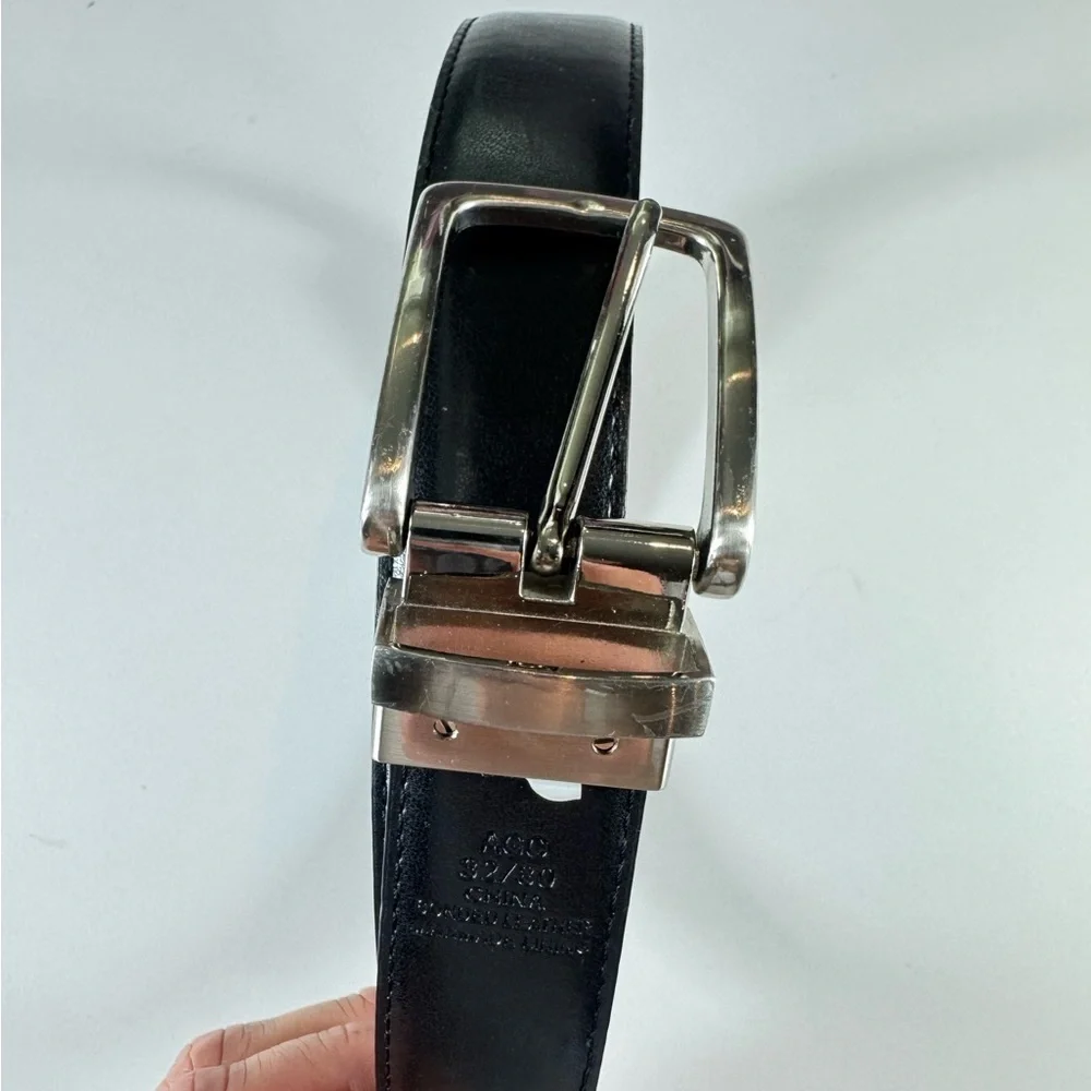 AG Adriano Goldschmied Leather Reversible Belt with Silver Buckle